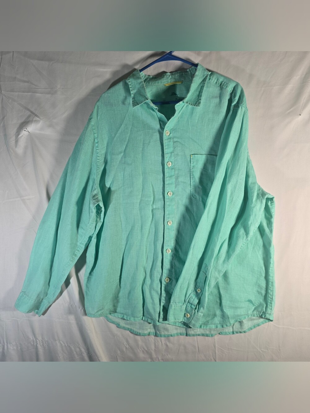 Tommy Bahama Relax Shirt Mens XL Blue 100% Linen Long Sleeve Button Front
